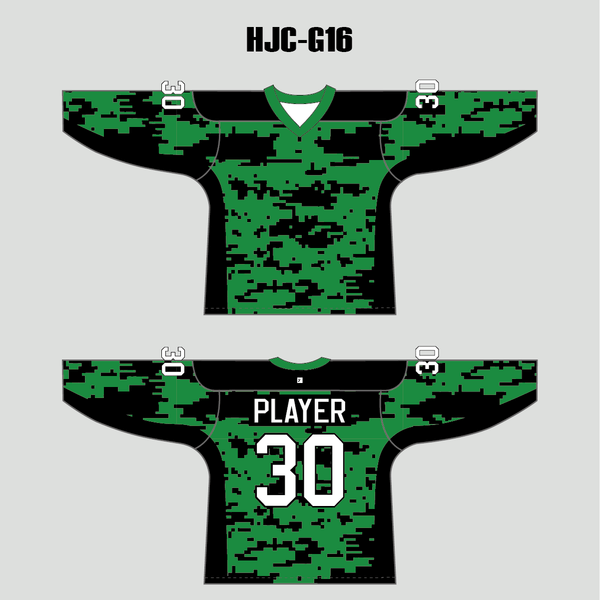 Green Black Gray Camouflage Custom Made Hockey Jerseys - YoungSpeeds