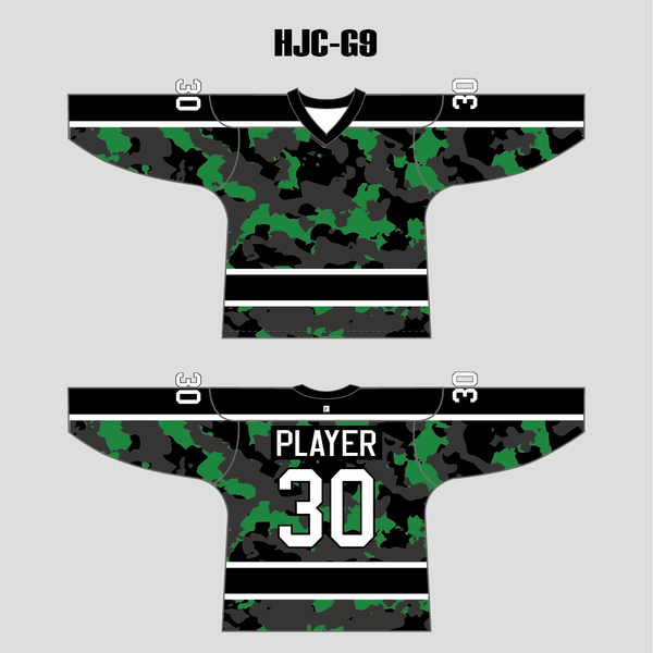 Green Black Gray Camouflage Custom Made Hockey Jerseys - YoungSpeeds