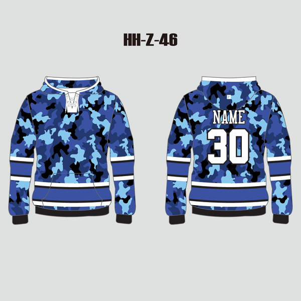 Blue Camo Sublimated Custom Hockey Sweatshirts - YoungSpeeds