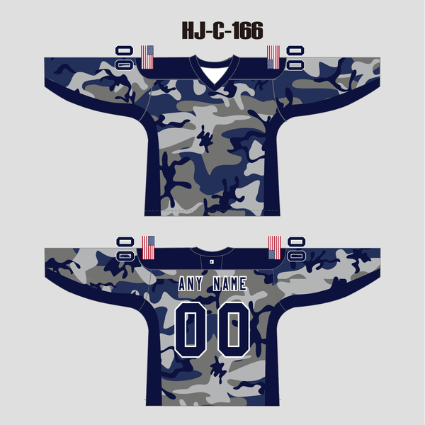HJC166 Navy Camo Sublimated Custom Made Hockey Jerseys - YoungSpeeds