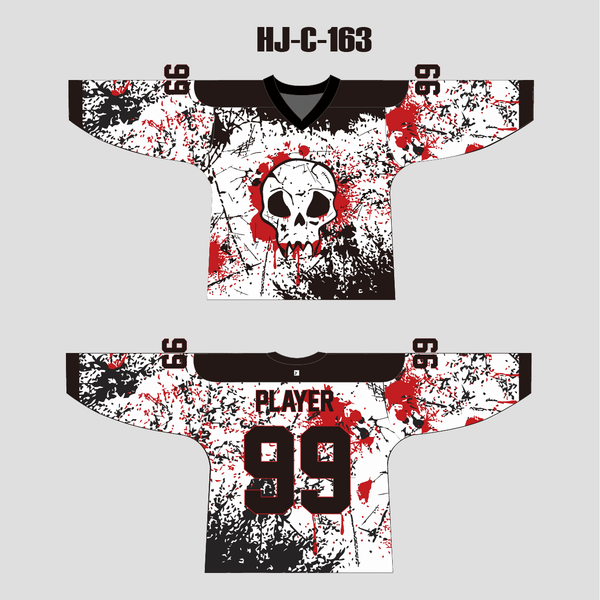 HJC163 Stained Skull Sublimated Custom Hockey Jerseys - YoungSpeeds