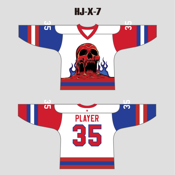 HJX7 Open Mouth Skull with Flames Custom Hockey Goalie Jerseys - YoungSpeeds