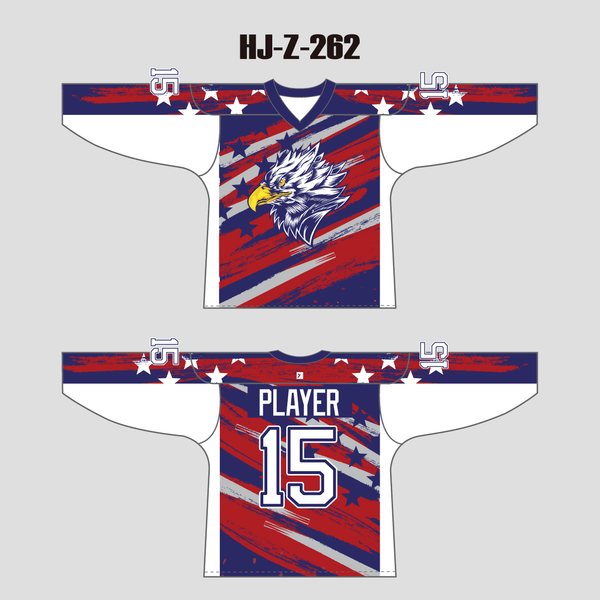 HJZ262 Patriotic Eagle Custom Sublimated Hockey Jerseys - YoungSpeeds