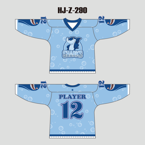 HJZ290 Sublimated Sharks Custom Hockey Jerseys - YoungSpeeds