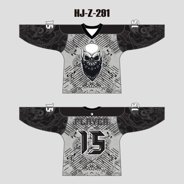 HJZ291 Gangster Skull Sublimated Custom Hockey Jerseys - YoungSpeeds