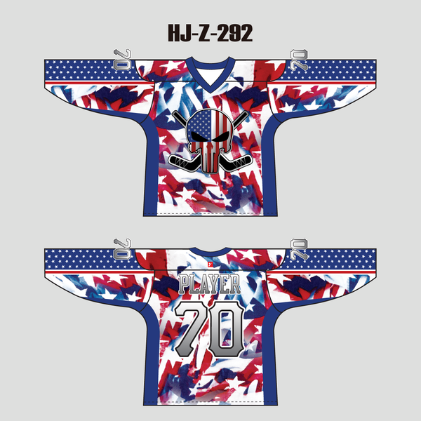 HJZ292 Abstract American Flag Custom Sublimated Hockey Jerseys - YoungSpeeds