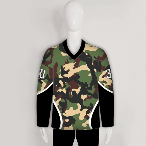 Woodland Army Camo Custom Made Hockey Jerseys - YoungSpeeds