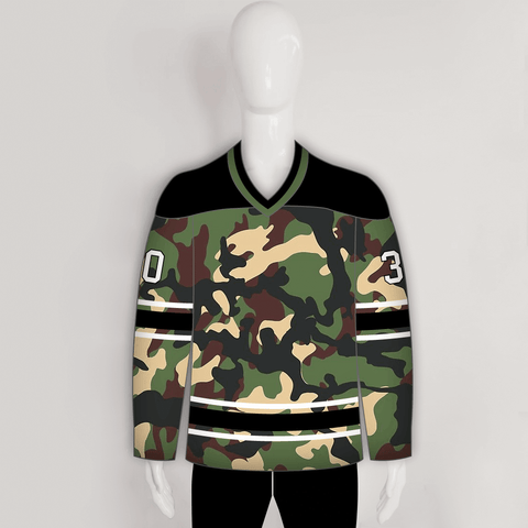 Woodland Army Camo Custom Made Hockey Jerseys - YoungSpeeds