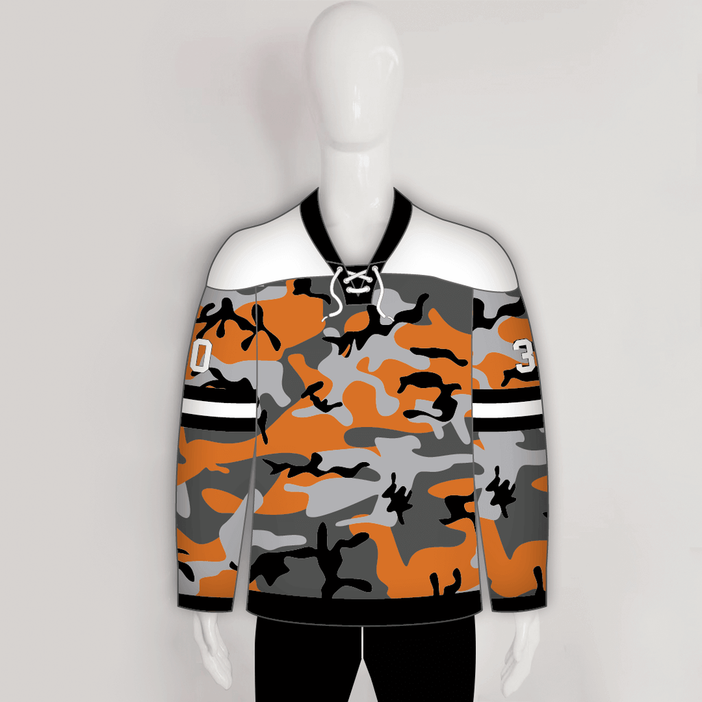 Orange Black Gray Camouflage Hockey Jerseys