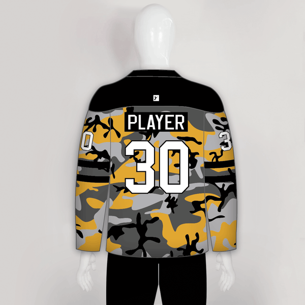 Yellow Gray Black Camouflage Custom Made Hockey Jerseys - YoungSpeeds