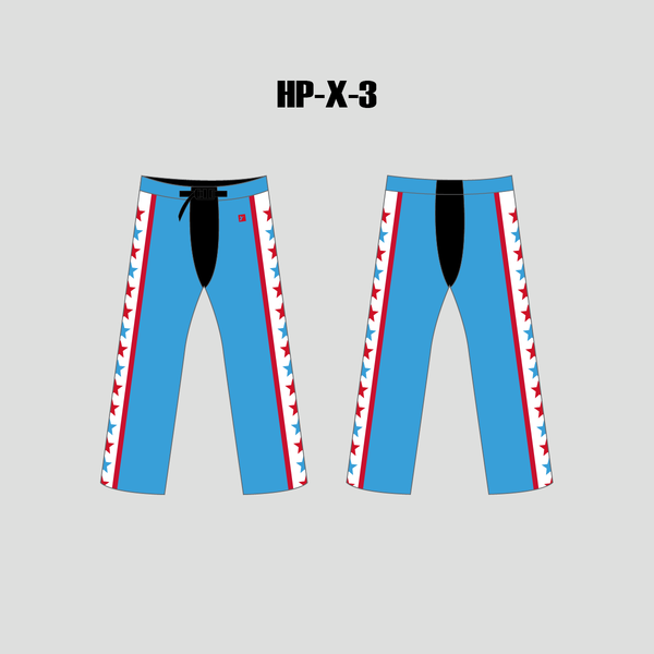 X3 Blue and Red Stars Custom Roller and Inline Hockey Pants - YoungSpeeds