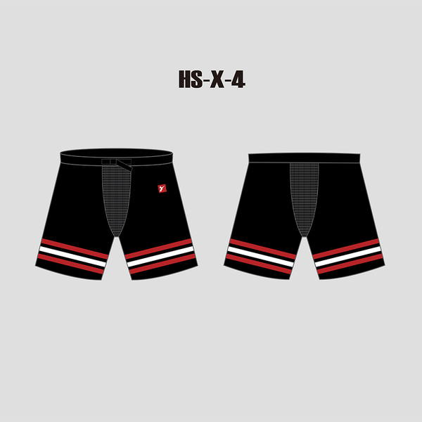 X4 Black Red and White Sublimated Custom Hockey Pant Shells - YoungSpeeds