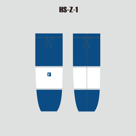 Blue and White Custom Sublimated Hockey Socks - YoungSpeeds