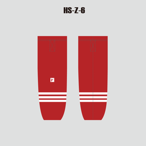 Sublimated Personalized Red Hockey Socks with Velcro - YoungSpeeds