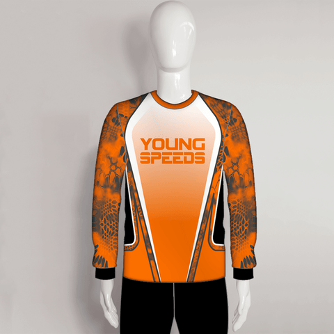 FJL1 Orange Crew Neck Custom Performance Fishing Shirts - YoungSpeeds