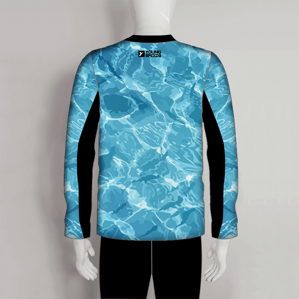 Blue Sublimated Custom Cool Fishing Shirts 1/4 Zip | YoungSpeeds Crew Neck