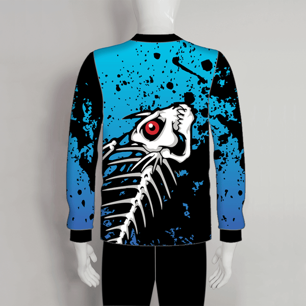 FJL4 Skeleton Fish Sublimated Custom Cool Fishing Shirts 1/4 Zip - YoungSpeeds