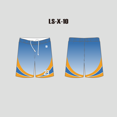 X10 Gradient Blue Orange Mens Womens Custom Lacrosse Shorts - YoungSpeeds