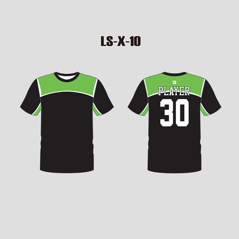 X10 Black Green Custom Lacrosse Shooting Shirts - YoungSpeeds