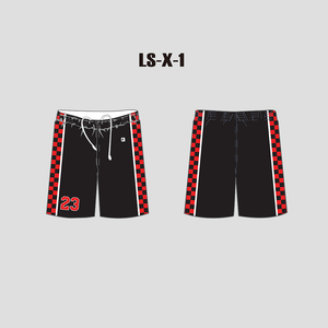 X1 Black and Red Checkered Sublimated Custom Lacrosse Shorts - YoungSpeeds