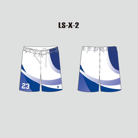 X2 White and Blue Custom Men's and Women's Lacrosse Shorts - YoungSpeeds