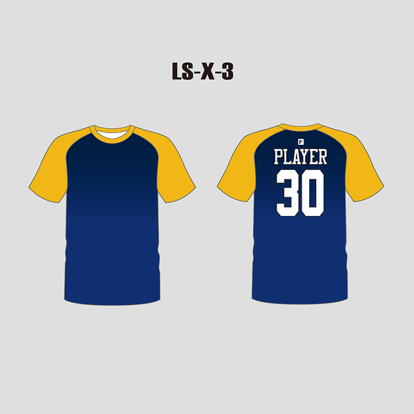 X3 Blue and Gold Custom Women's Lacrosse Shooting Shirts - YoungSpeeds