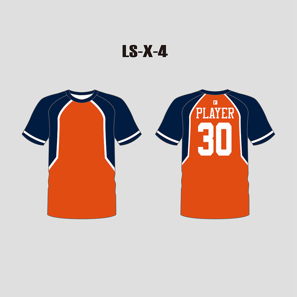 X4 Orange Navy Custom Lacrosse Shooter Shirts for Men and Women - YoungSpeeds
