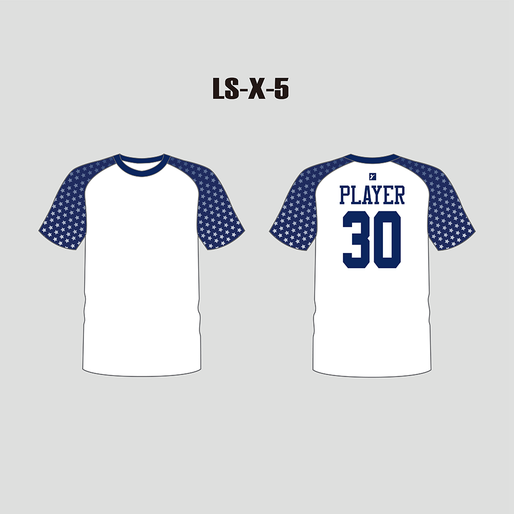 X5 White Blue Stars Custom Lacrosse Team Shooting Shirts - YoungSpeeds