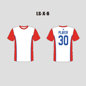 X6 White Red Custom Men's and Women's Lacrosse Shooting Shirts - YoungSpeeds