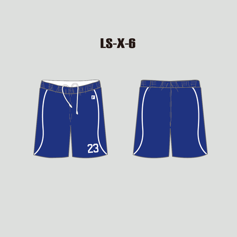 X6 Blue White Fine Line Custom Lacrosse Shorts Mens Womens - YoungSpeeds