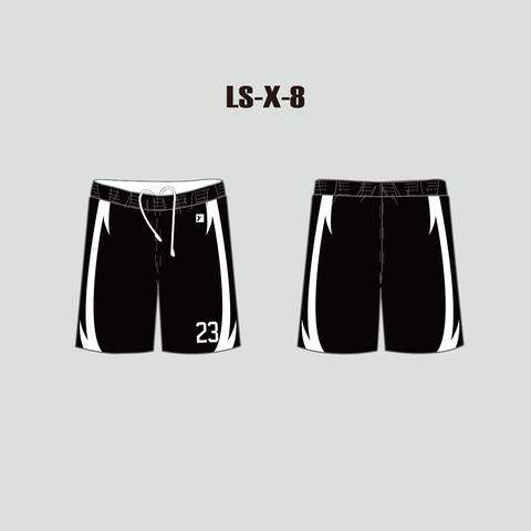X8 Black White Blank Custom Adult and Youth Lacrosse Shorts - YoungSpeeds