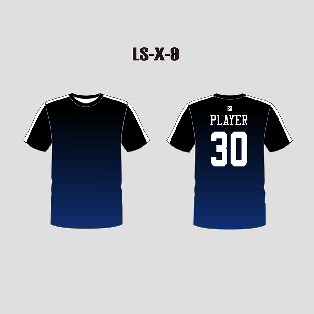 X9 Black Blue Custom Lacrosse Shooting Shirts - YoungSpeeds