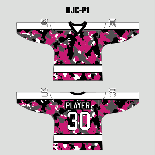 White Pink Camouflage Custom Made Hockey Jerseys - YoungSpeeds