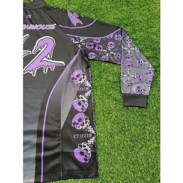 PJZ17 Skull & Bone Black Purple Grey Custom Paintball Jerseys - YoungSpeeds