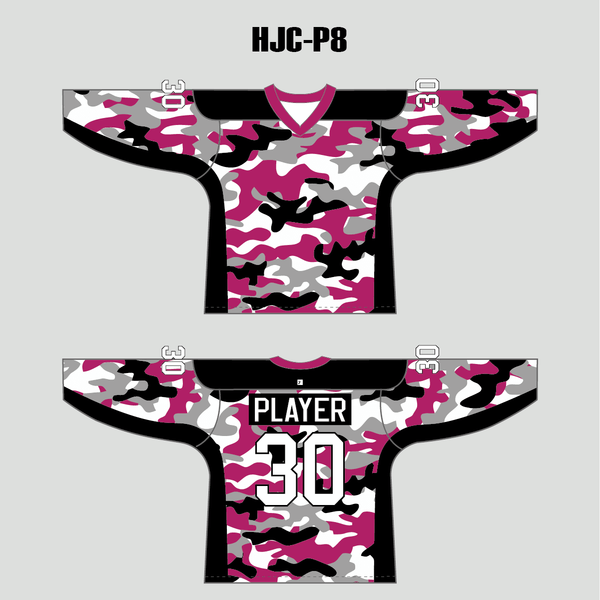 White Pink Camouflage Custom Made Hockey Jerseys - YoungSpeeds