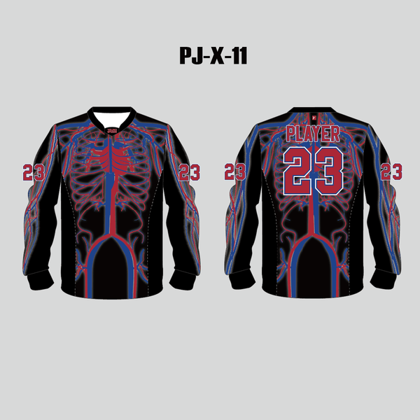 PJX11 Blue Red Skeleton Custom Cool Paintball Jerseys - YoungSpeeds
