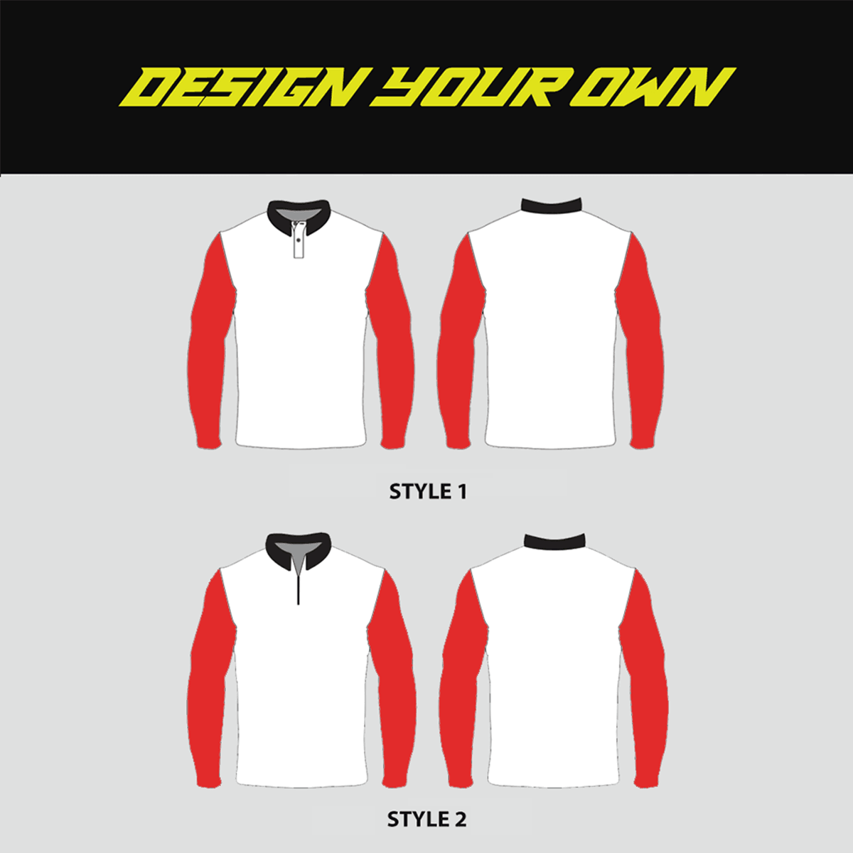 Sublimated Custom Long Sleeve Polo Shirts - DESIGN YOUR OWN - YoungSpeeds