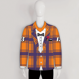 HJZ116 Orange Purple Tuxedo Sublimated Custom Hockey Goalie Jerseys - YoungSpeeds
