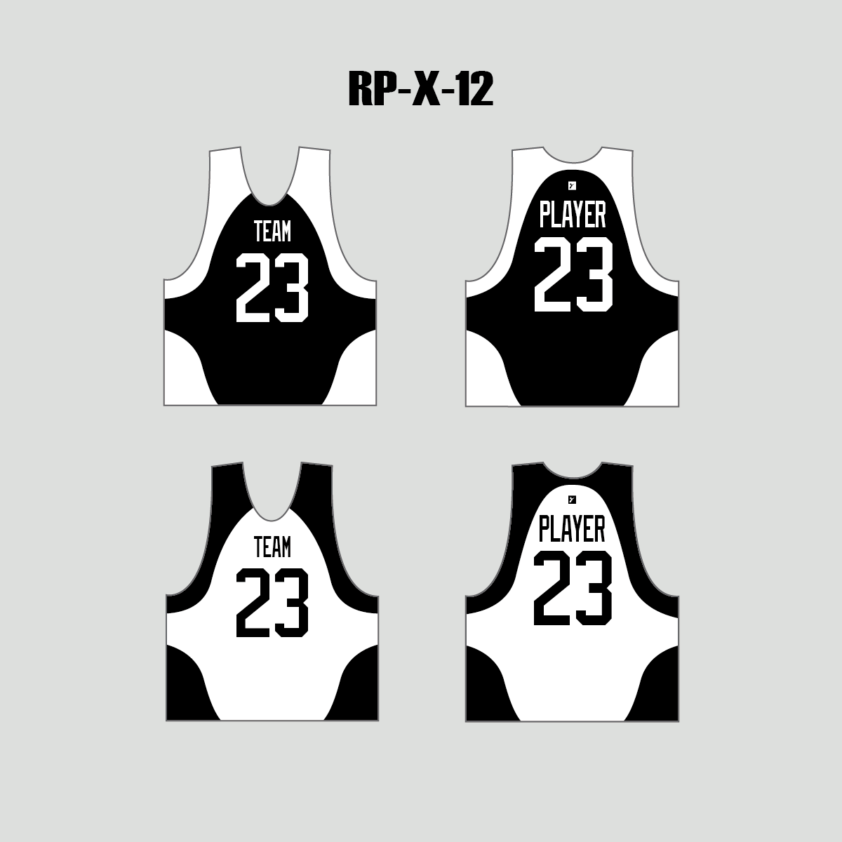X12 Black and White Plain Custom Lacrosse Reversible Pinnies - YoungSpeeds