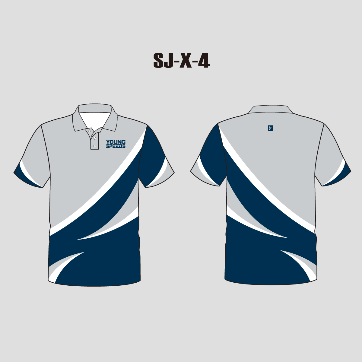 X4 Grey Navy Sublimated Custom Business Staff T Shirts - YoungSpeeds