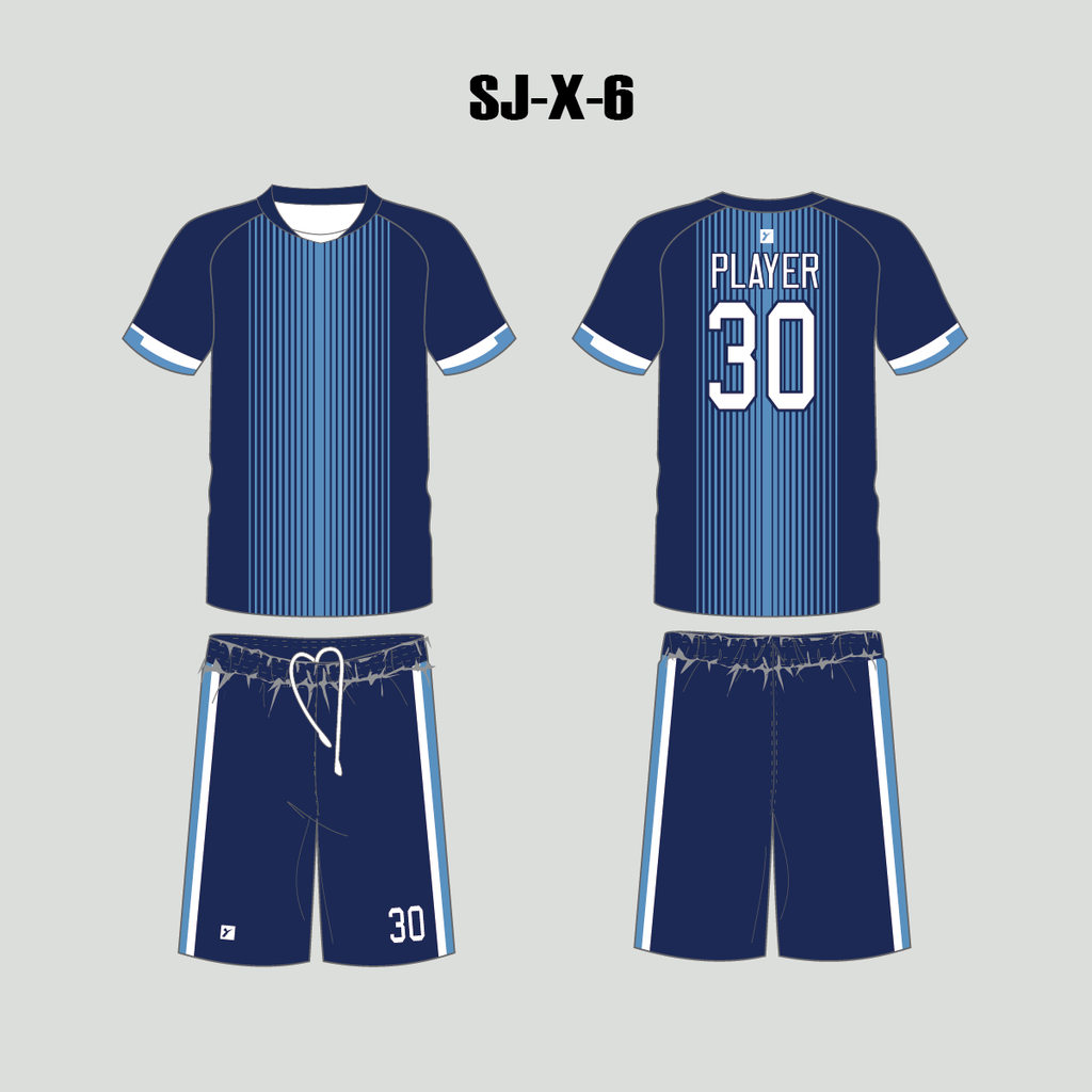 X6 Navy Blue Custom Cheap Team Soccer Jerseys and Shorts