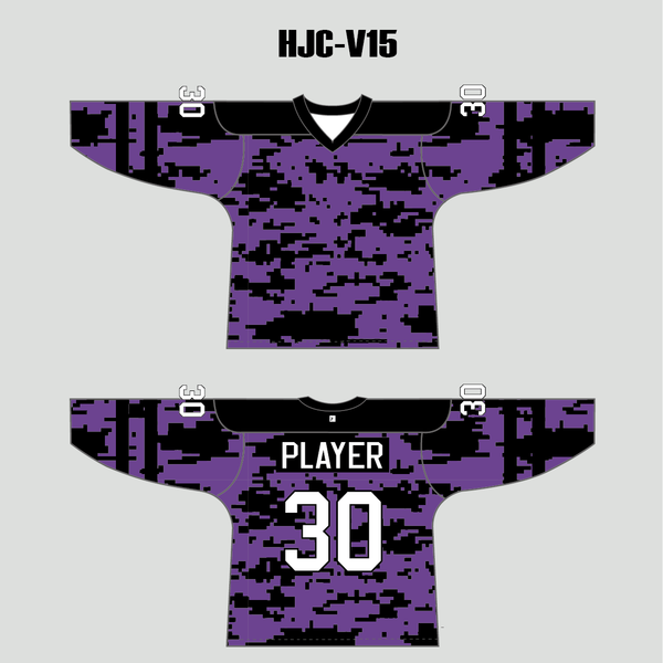 Purple Black Gray Camouflage Custom Made Hockey Jerseys - YoungSpeeds