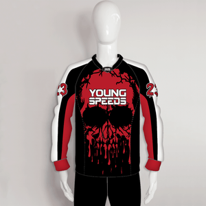 PJX3 Dripping Skull Custom Black and Red Paintball Jerseys - YoungSpeeds