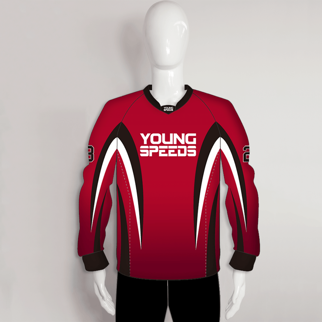 X1 Custom Red Black White Sublimated Paintball Team Jerseys