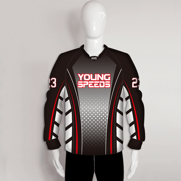 PJX2 Halftone Pattern Unpadded Black Custom Paintball Jerseys - YoungSpeeds