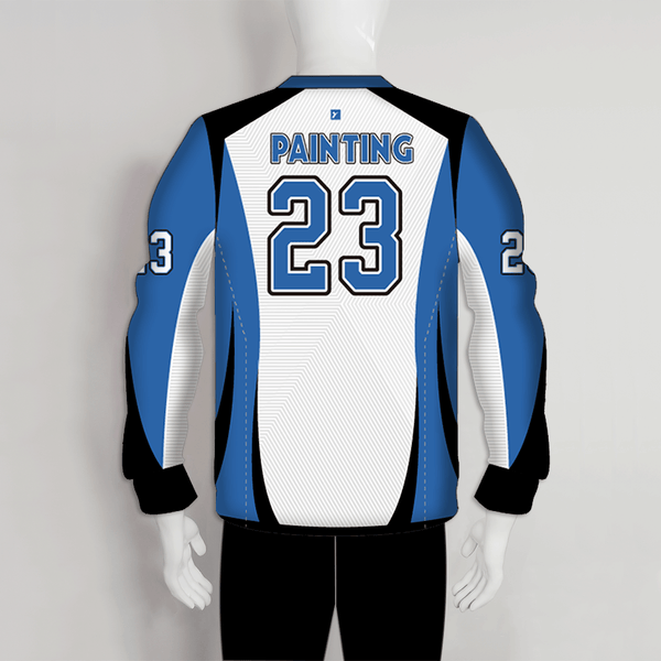PJX4 Abstract Lines Custom White Blue and Black Paintball Jerseys - YoungSpeeds