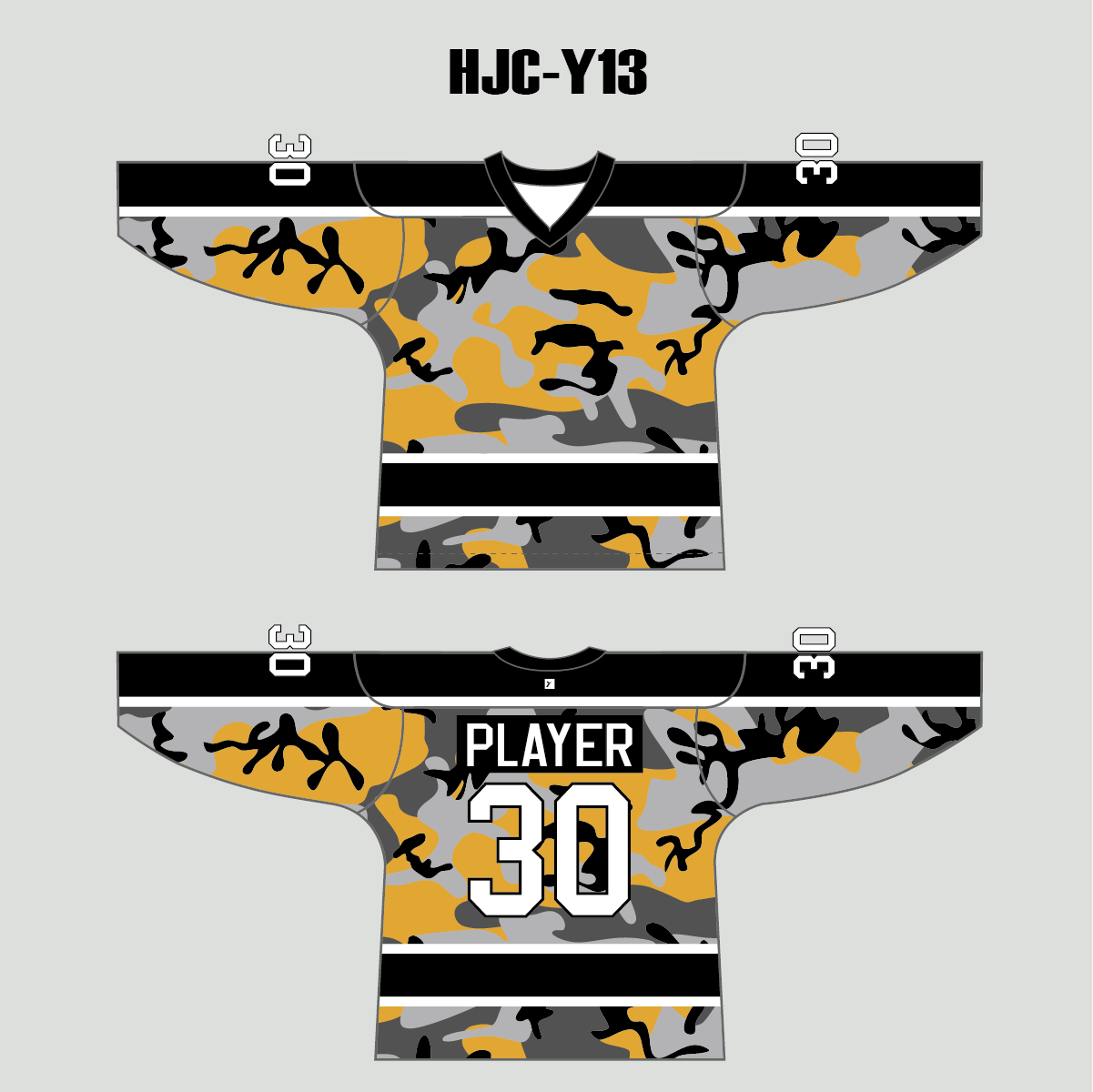 Yellow Gray Black Camouflage Custom Made Hockey Jerseys - YoungSpeeds