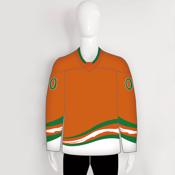 YS10 Orange Green White Personalized Blank Ice Hockey Jerseys - YoungSpeeds