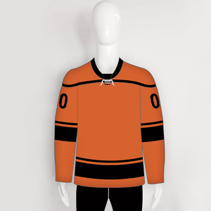 YS11 Black Orange Sublimated Custom Hockey Jerseys with Laces - YoungSpeeds