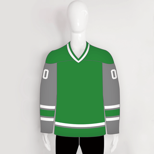 YS20 Green Grey Custom Blank Ice Roller Sublimated Hockey Jerseys - YoungSpeeds